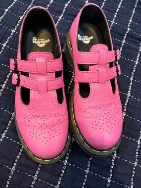 Dr. Martens Kids Pink Double-Strap T-Bar Shoes